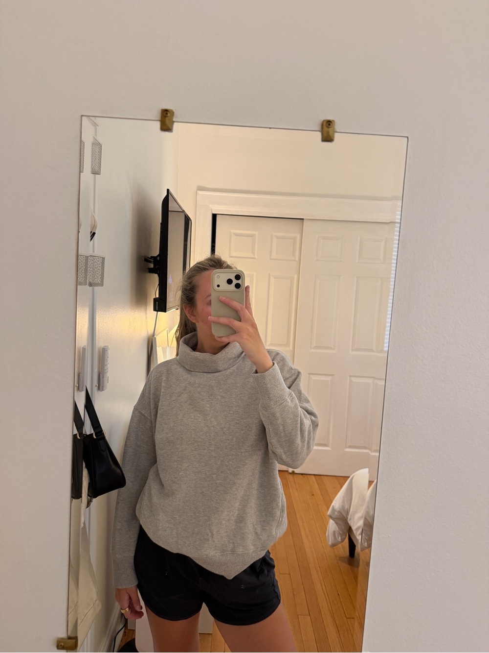 aerie Light Gray Cowl Neck Pullover Sweater